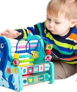 Girafa din lemn cu jucarie motrica si abac Delfin 04.jpg