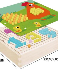 Joc creativ Mozaic Pixel din lemn Animale de la ferma 3 ani 01.jpg