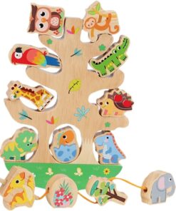 Joc de echilibru din lemn si joc de snuruit, 3 ani, Animale