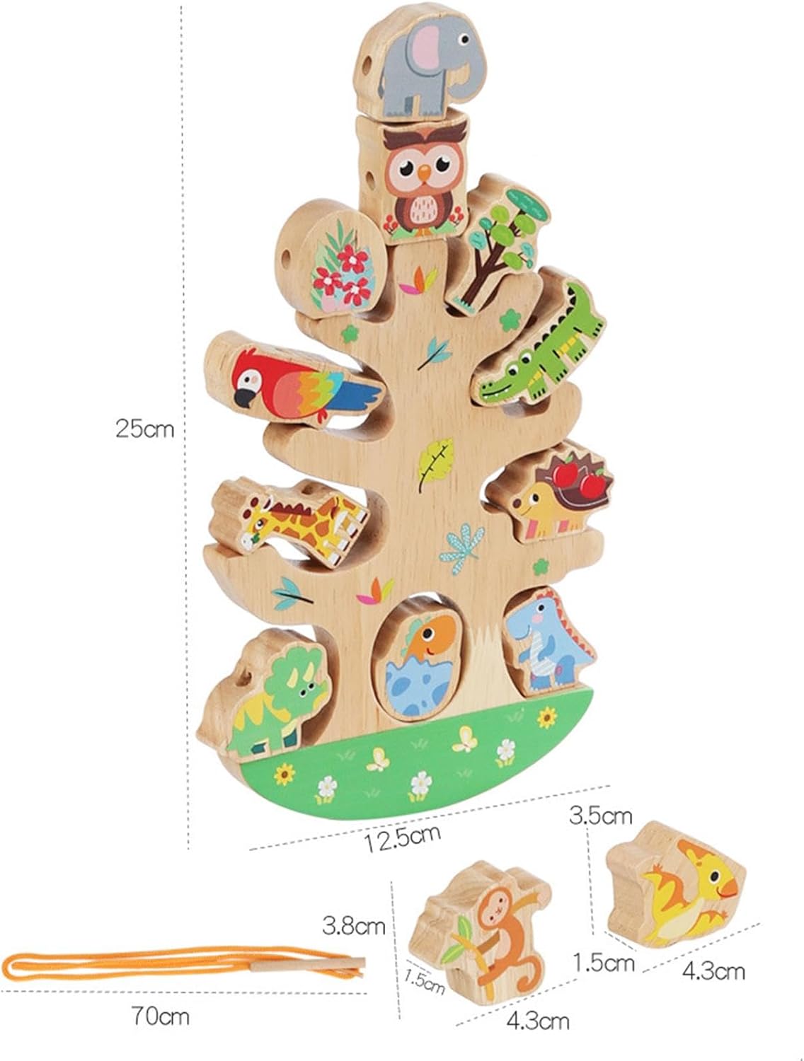 Joc de echilibru din lemn si joc de snuruit, 3 ani, Animale - imagine 5