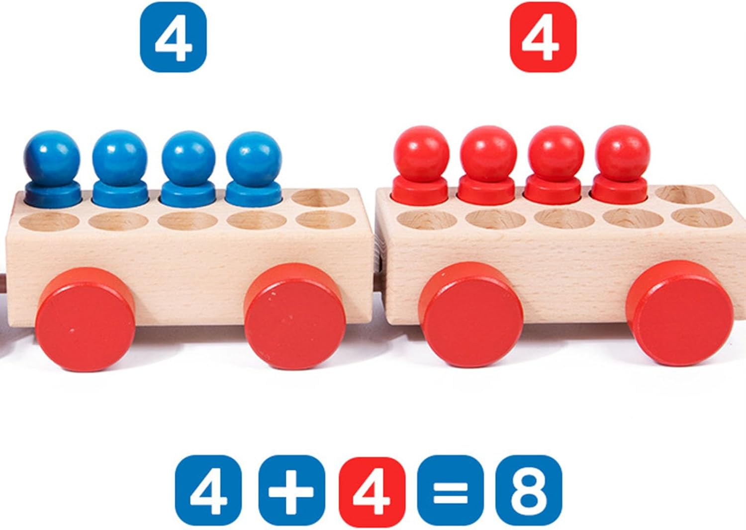 Joc din lemn de tip Montessori, Trenulet cu cilindri colorati, 3 ani - imagine 3