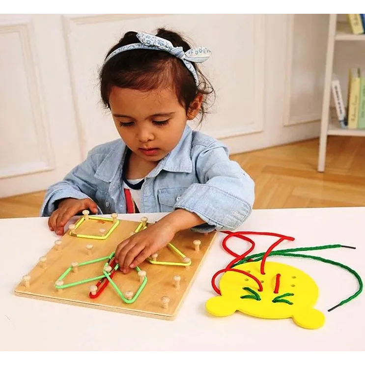 Joc educativ de tip Montessori, Geobord cu elastice, 3 ani+ - imagine 3