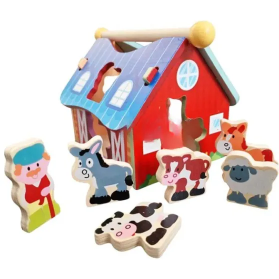 Joc sortator de 6 forme geometrice, Ferma Animalelor, 3 ani - imagine 2