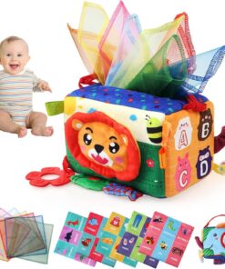 Jucarie senzoriala bebe Cutia cu batiste 0 luni Leu 01.jpg