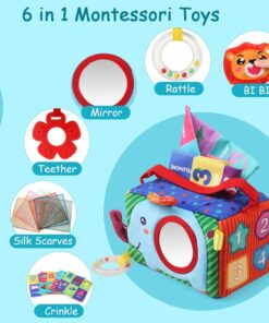 Jucarie senzoriala bebe Cutia cu batiste 0 luni Leu 02.jpg