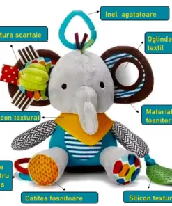 Alternative view of Jucarie senzoriala bebe cu elemente de dentitie si zornaitoare, 3 luni+ Elefant
