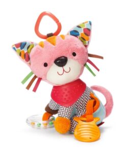 Jucarie senzoriala bebe cu elemente de dentitie si zornaitoare, 3 luni, Pisica