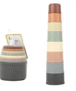 Jucarie turn de stivuire pentru bebelusi cu 8 pahare