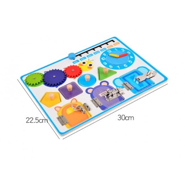 Placa senzoriala cu activitati Montessori - Incuie Descuie, 3 ani - imagine 2