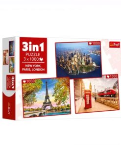 Puzzle Trefl 1000 piese, 3 in 1, New York Paris Londra