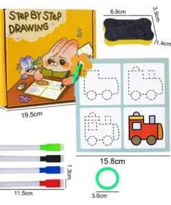 Set 60 planse reutilizabile de desen, 3 ani