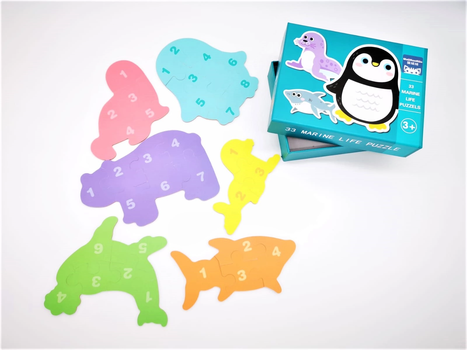 Set Puzzle din lemn cu 6 Animale marine - imagine 2