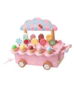 Carucior din lemn, Stand de inghetata, 25 cm, 3 ani