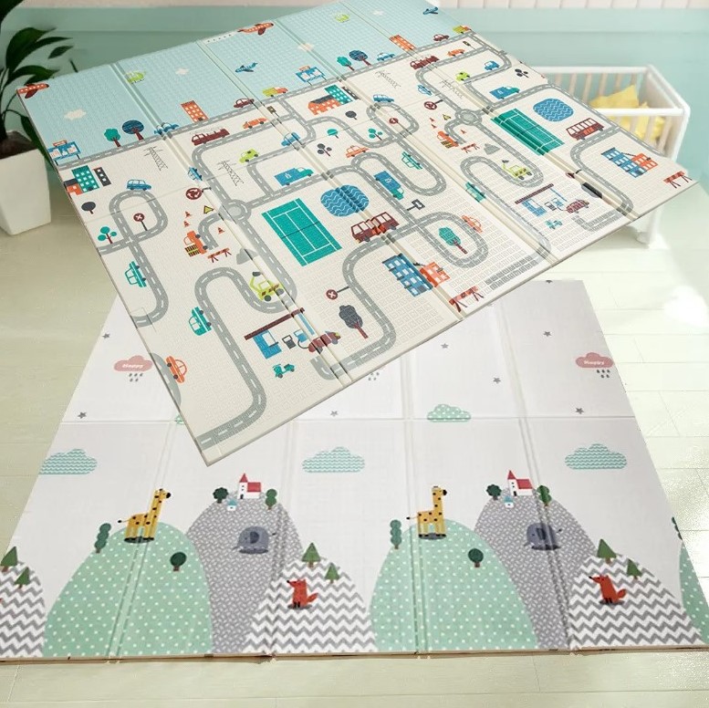 Covor pliabil de joaca, termoizolant cu doua fete 200 x 180 cm, Orasel