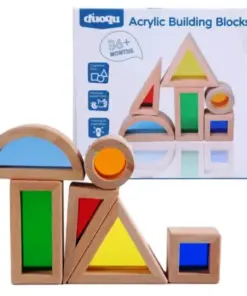 Cuburi senzoriale montessori din lemn, Kaleidoscope, 6 piese, 18 luni+
