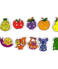 Alternative view of Joc de tip Montessori, set 10 margele de siretuit, din lemn, 3 ani