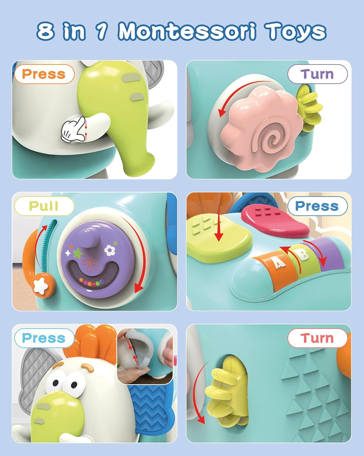 Jucarie interactiva bebelusi - Busy Cube Mamut,12 luni - imagine 7