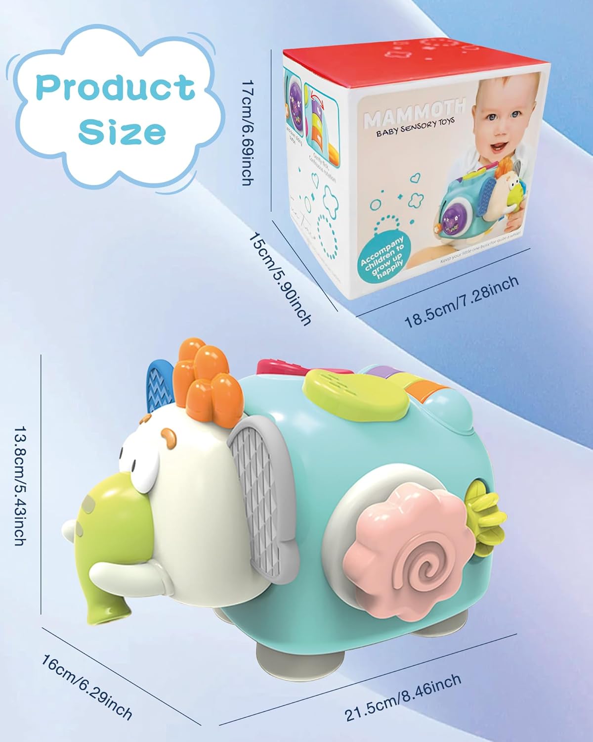 Jucarie interactiva bebelusi - Busy Cube Mamut,12 luni - imagine 5