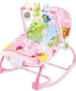 Leagan electric bebelusi cu melodii si vibratii, 2 in 1, Rocker, Roz