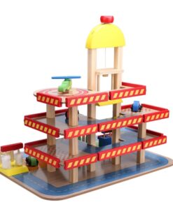 Alternative view of Parcare supraetajata cu masinute si elicopter, din lemn, 50 cm, 3 ani