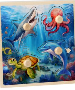 Puzzle Incastru pentru incepatori, cu imagine de asociere, Animale marine