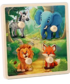 Puzzle Incastru pentru incepatori, cu imagine de asociere, Animale salbatice