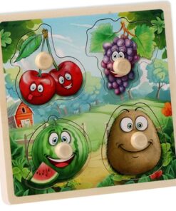 Puzzle Incastru pentru incepatori, cu imagine de asociere, FRUCTE