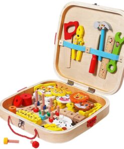 Servieta cu unelte din lemn pentru copii, 3 ani