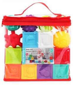 Alternative view of Set 14 cuburi pentru bebelusi, din silicon, cu texturi, 6 luni+