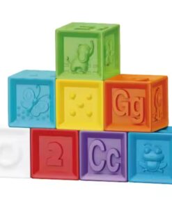 Set 8 cuburi pentru bebelusi, din silicon, cu texturi, 6 luni+