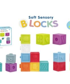 Set 9 cuburi pentru bebelusi, din silicon, cu texturi, 6 luni+