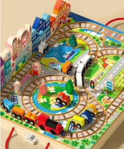 Alternative view of Set de 100 cuburi de constructie si cutie depozitare din lemn, Orasel