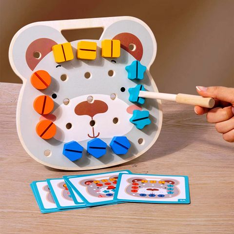 Joc educativ de înșurubare și asociere a formelor geometrice, 3 ani+ - imagine 7