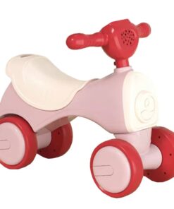 Bicicleta fara pedale cu 4 roti cu lumini si sunete, 1-3 ani Roz