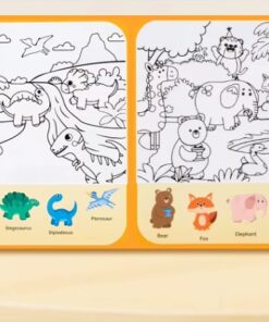 Alternative view of Carte de activitati, colorat cu apa si stikere reutilizabile, Animale, 3 ani