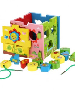 Cub sortator de forme geometrice si joc de snuruit, 3 ani