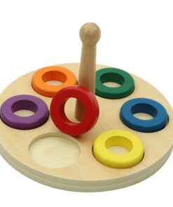 Joc Montessori din lemn, Inele pe tija, 12 luni+