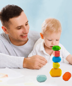 Alternative view of Joc creativ Montessori, echilibru, stivuire si culori, 16 piese, 3 ani