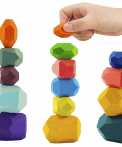 Joc creativ Montessori, echilibru, stivuire si culori, 16 piese, 3 ani