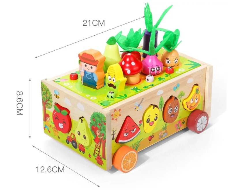 Joc multifunctional, jucarie de tras, sortator de forme, joc magnetic 3 ani+ - imagine 3