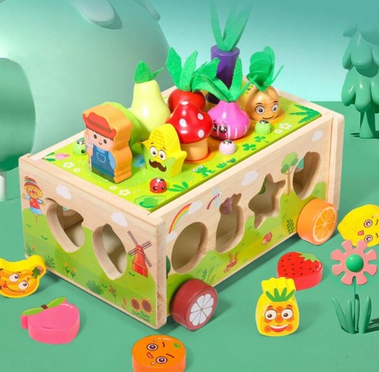 Joc multifunctional, jucarie de tras, sortator de forme, joc magnetic 3 ani+ - imagine 7