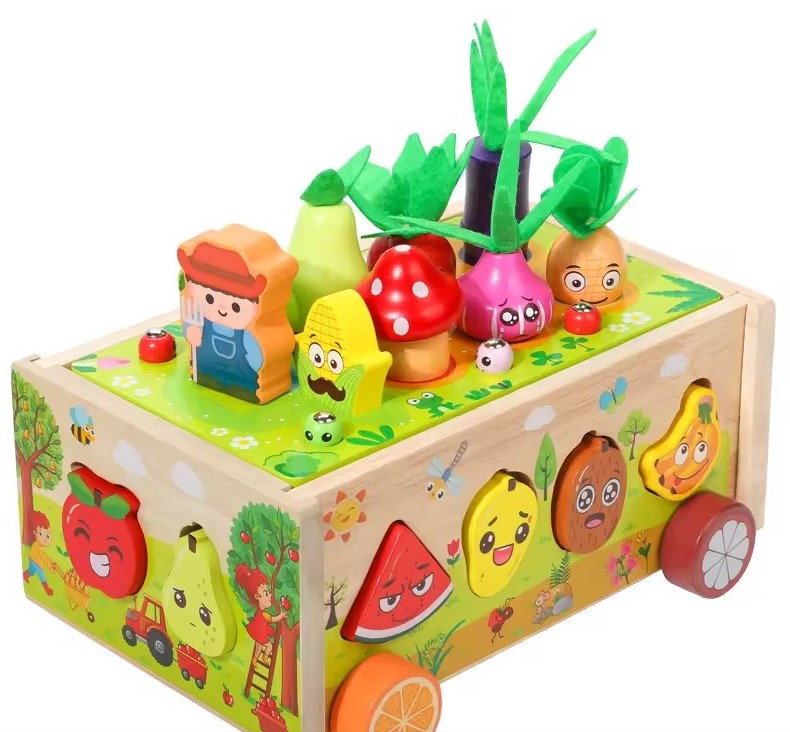 Joc multifunctional, jucarie de tras, sortator de forme, joc magnetic 3 ani+