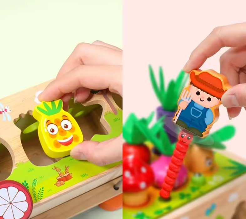 Joc multifunctional, jucarie de tras, sortator de forme, joc magnetic 3 ani+ - imagine 5