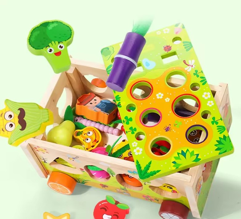 Joc multifunctional, jucarie de tras, sortator de forme, joc magnetic 3 ani+ - imagine 4