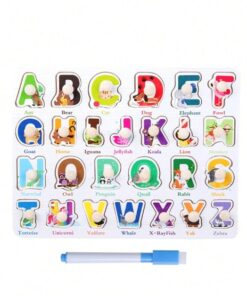 Joc multifunctional, tablita de scris si desenat si puzzle incastru, Alfabet