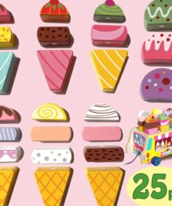 Alternative view of Jucarie de tras din lemn, Stand de inghetata, 22 cm, 3 ani