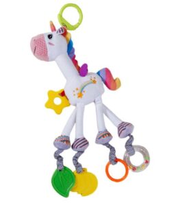 Jucarie senzoriala bebe cu elemente de dentitie si zornaitoare, Unicorn 0 luni+