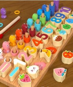 Puzzle, joc logaritmic montessori, 5 in 1 activitati, 3 ani