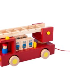 Masinuta de pompieri din lemn cu puzzle 3 D, 12 luni+