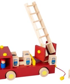 Alternative view of Masinuta de pompieri din lemn cu puzzle 3 D, 12 luni+